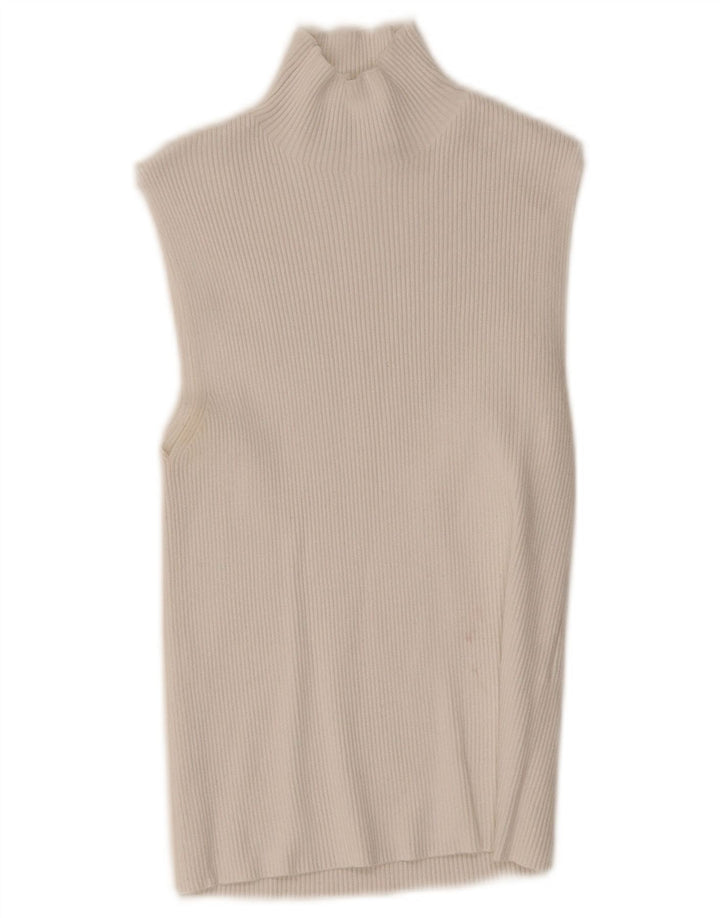 Zara Mujer Chaleco Top UK 8 Small Viscosa Blanca