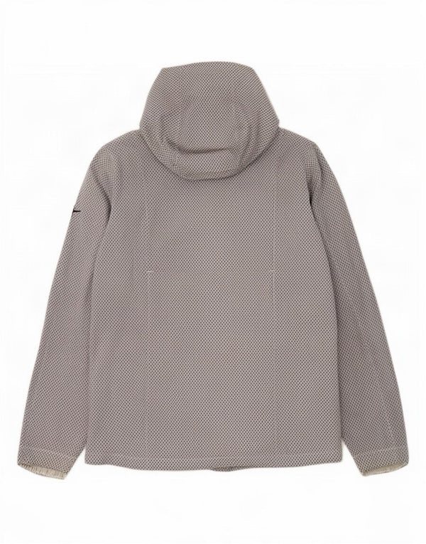 Nike Mens Hooded Rain Jacket UK 38 Medium Grey Geometric Nylon