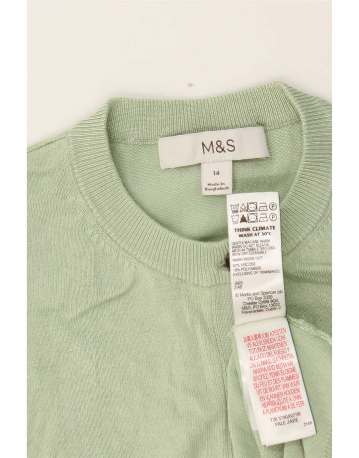 Marks & Spencer Suéter tipo cárdigan para mujer UK 44 Viscosa verde medio