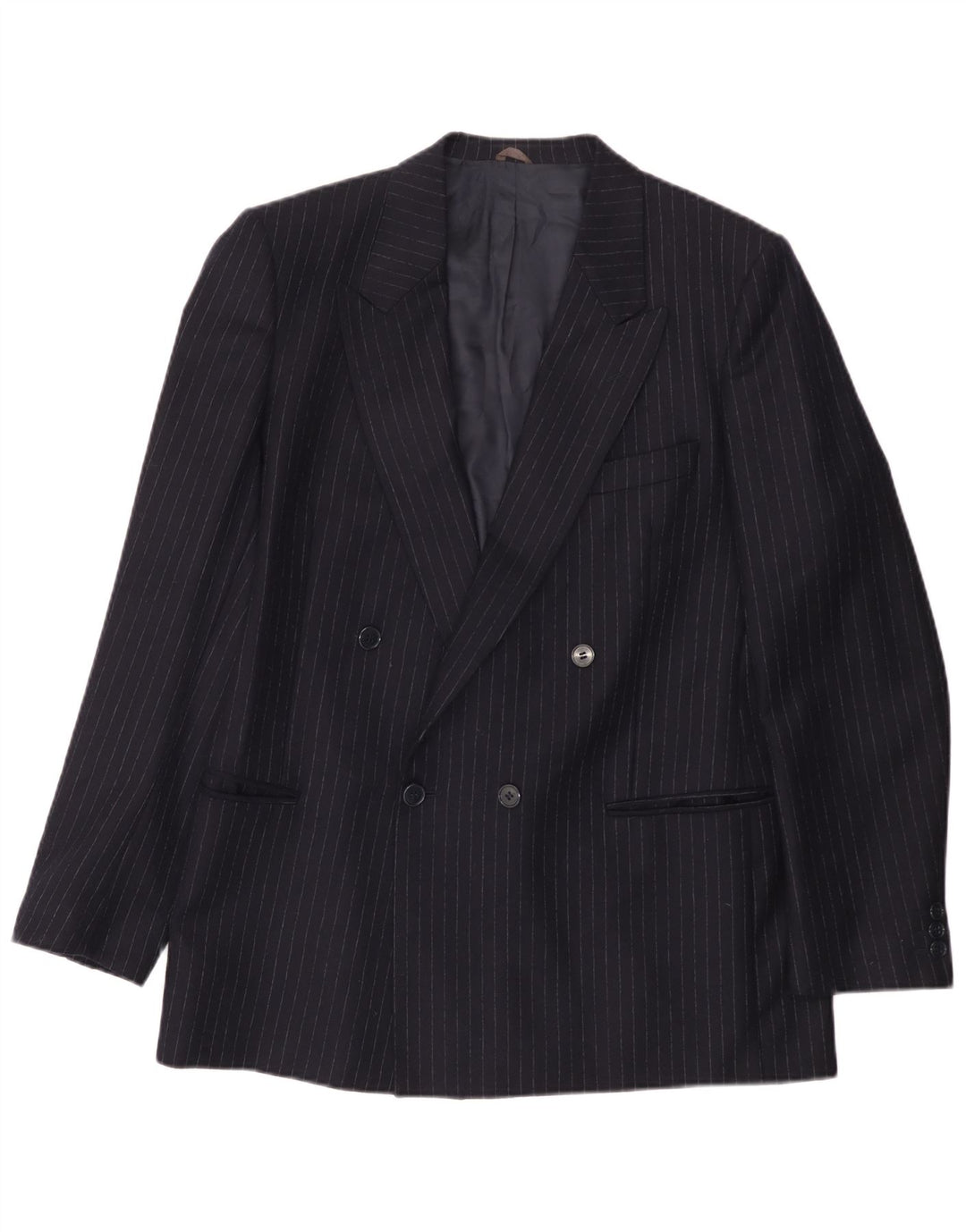 Lubiam Chaqueta tipo blazer con doble botonadura para hombre UK 38 Medium Azul marino a rayas