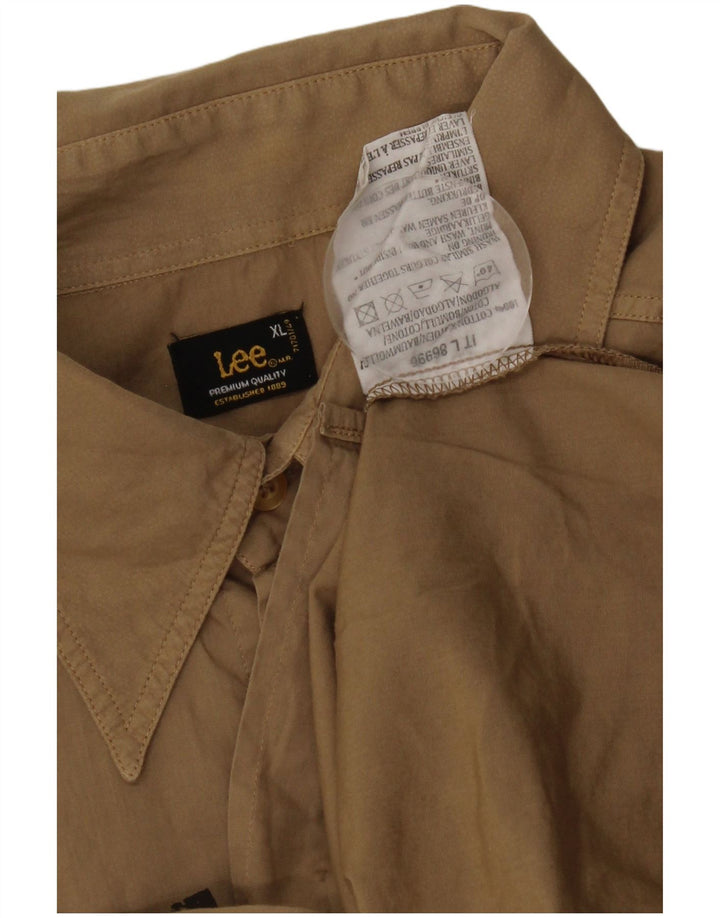 Lee Camisa De Manga Corta Con Estampado Gráfico Para Hombre XL Algodón Beige