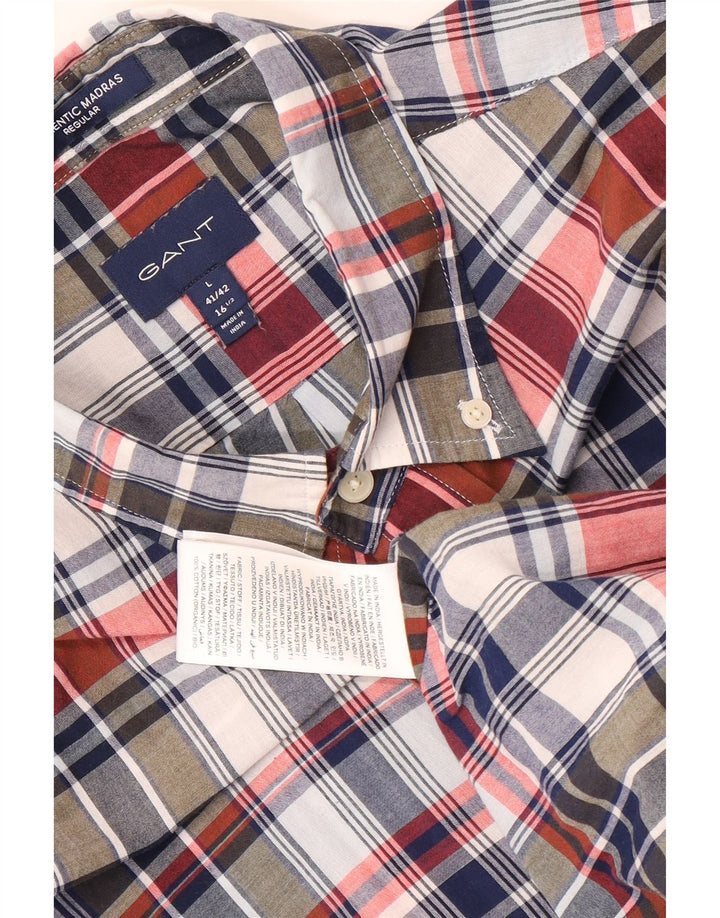 Gant Camisa de manga corta para hombre talla 41/42 16 1/2 grande cuadros multicolor