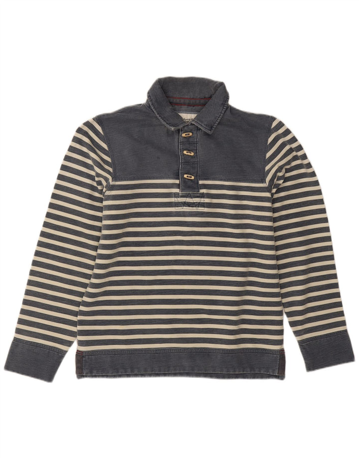 Sudadera con cuello tipo polo para hombre Fat Face Jersey pequeño de algodón a rayas azules