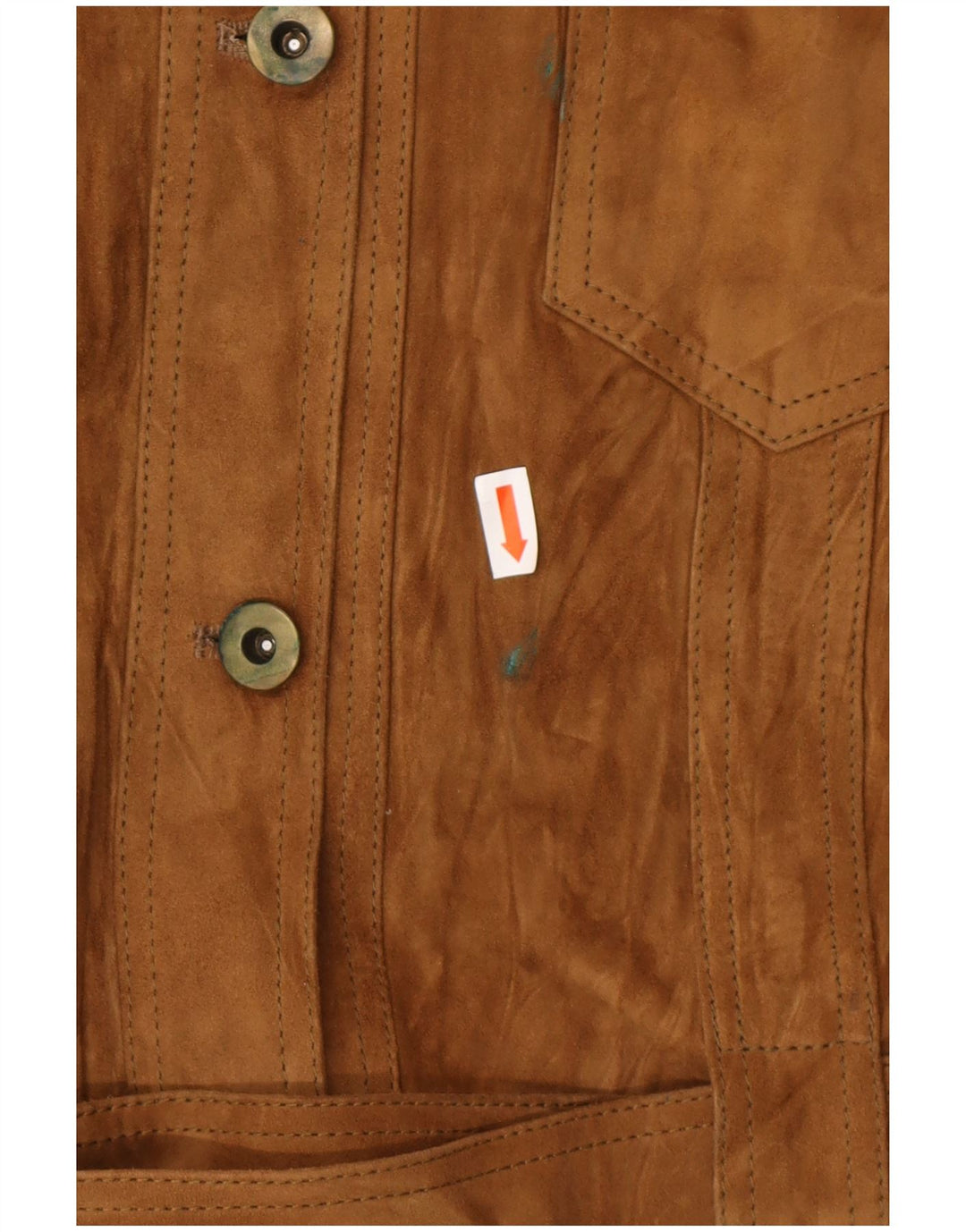 VINTAGE Chaqueta militar de ante para mujer IT 42 Cuero marrón medio