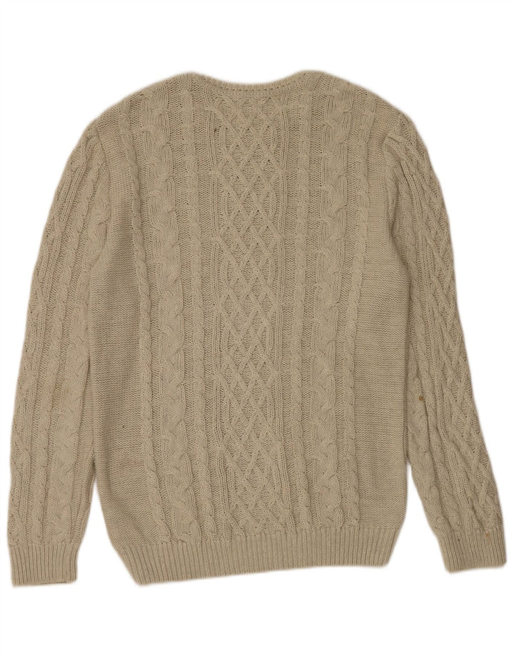 Zara Hombre Jersey Con Cuello Barco Jersey Grande Algodón Beige