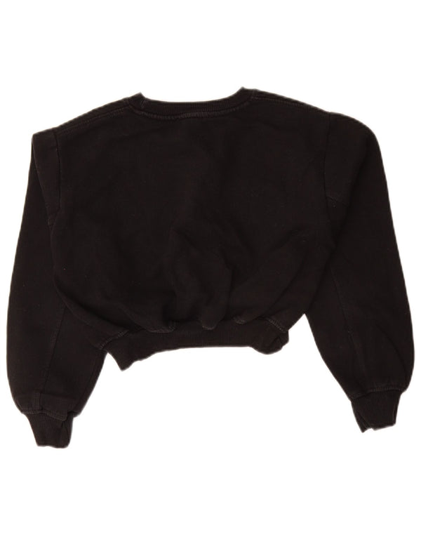 Zara Mujer Crop Sudadera Jumper UK 10 Small Negro