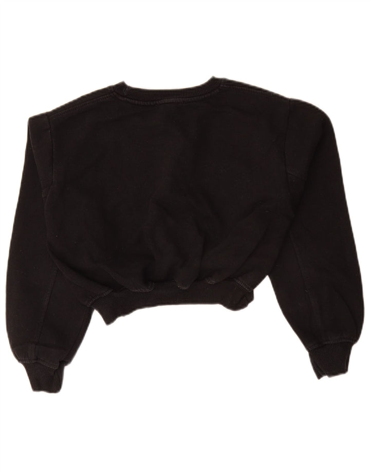 Zara Mujer Crop Sudadera Jumper UK 10 Small Negro