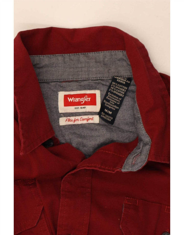Camisa Wrangler Hombre Manga Corta Algodón Burdeos Medio