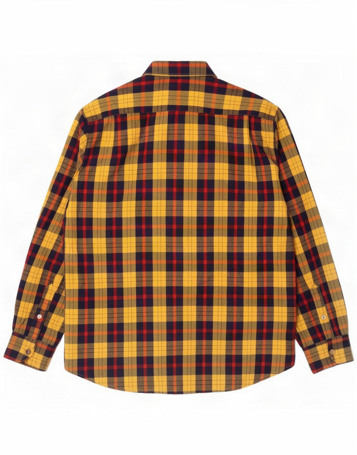 Camisa Vintage Hombre Sie 40 Poliéster Cuadros Amarillo Medio