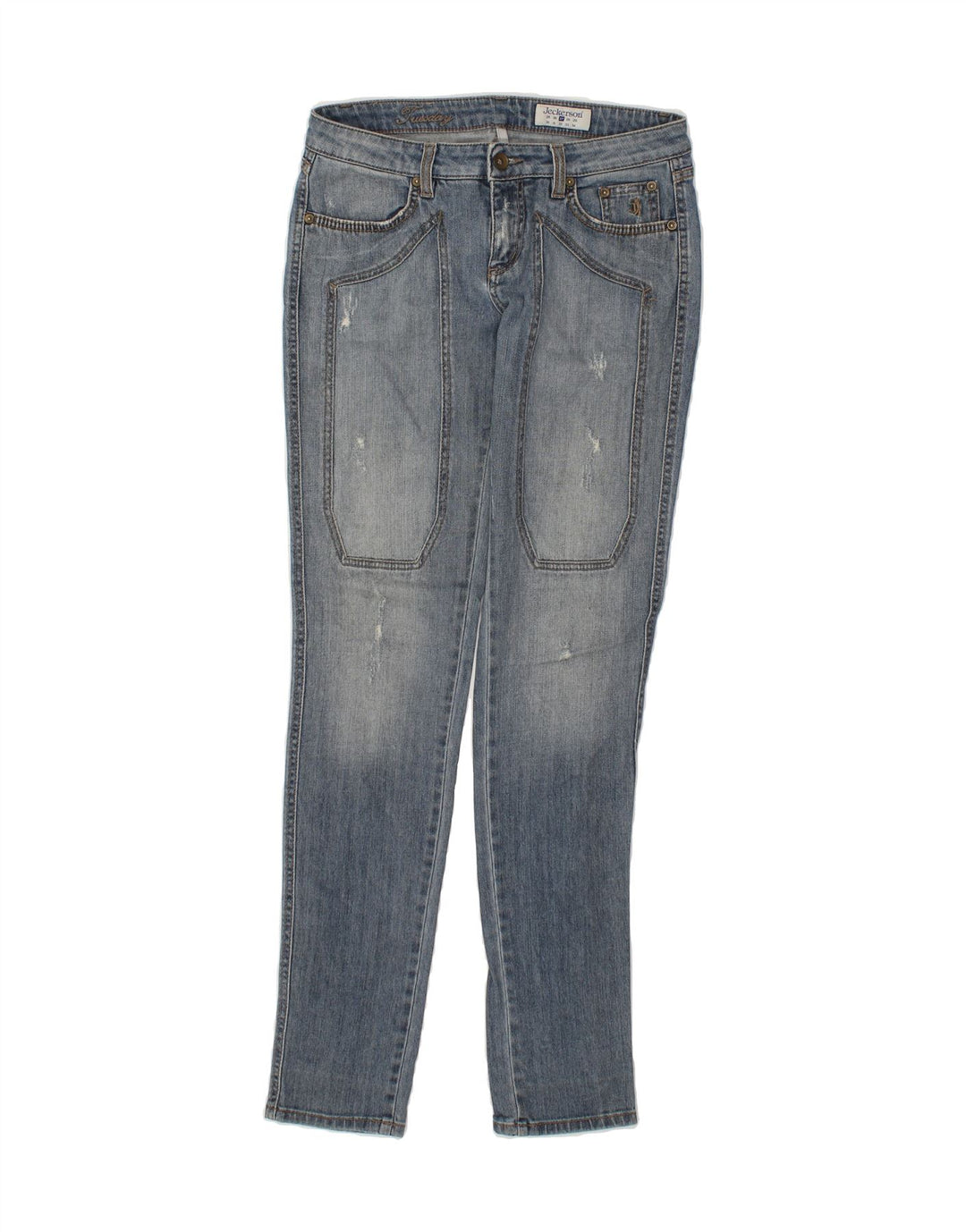 JECKERSON Womens Distressed Slim Jeans  W27 L33 Blue Cotton Vintage Jeckerson and Second-Hand Jeckerson from Messina Hembry 