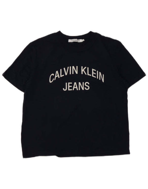 Calvin Klein Jeans Camiseta gráfica para mujer Top UK 12 Medium Azul marino