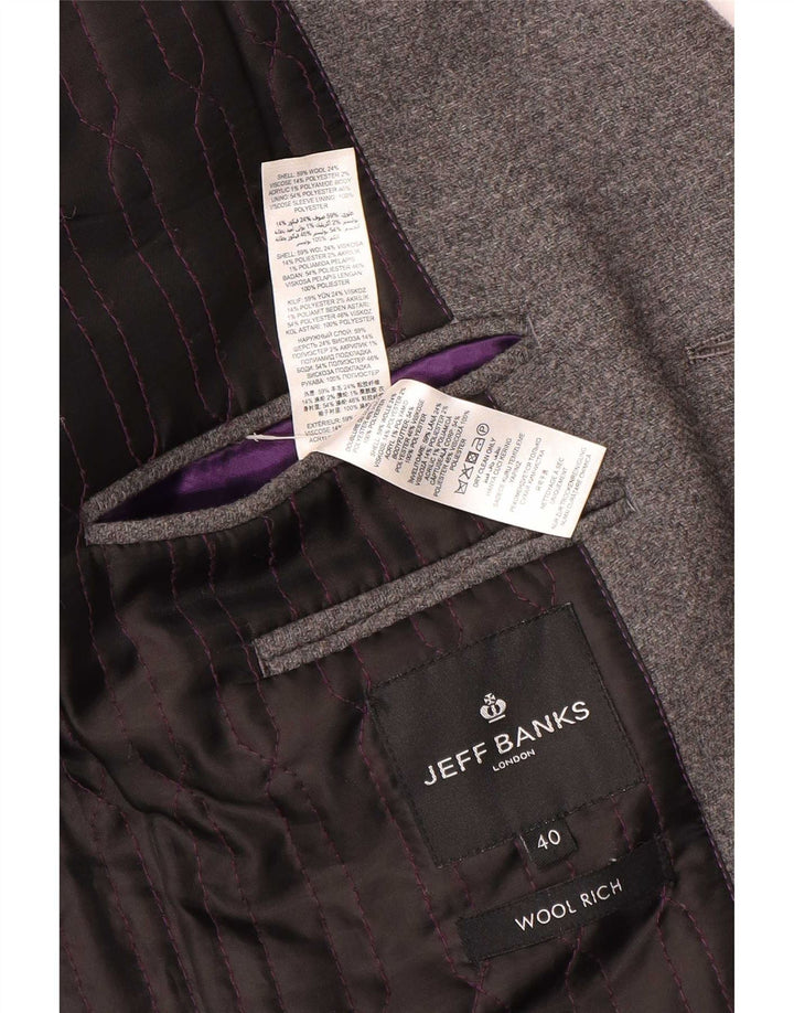 Jeff Banks Abrigo para hombre UK 40 Large Grey Wool