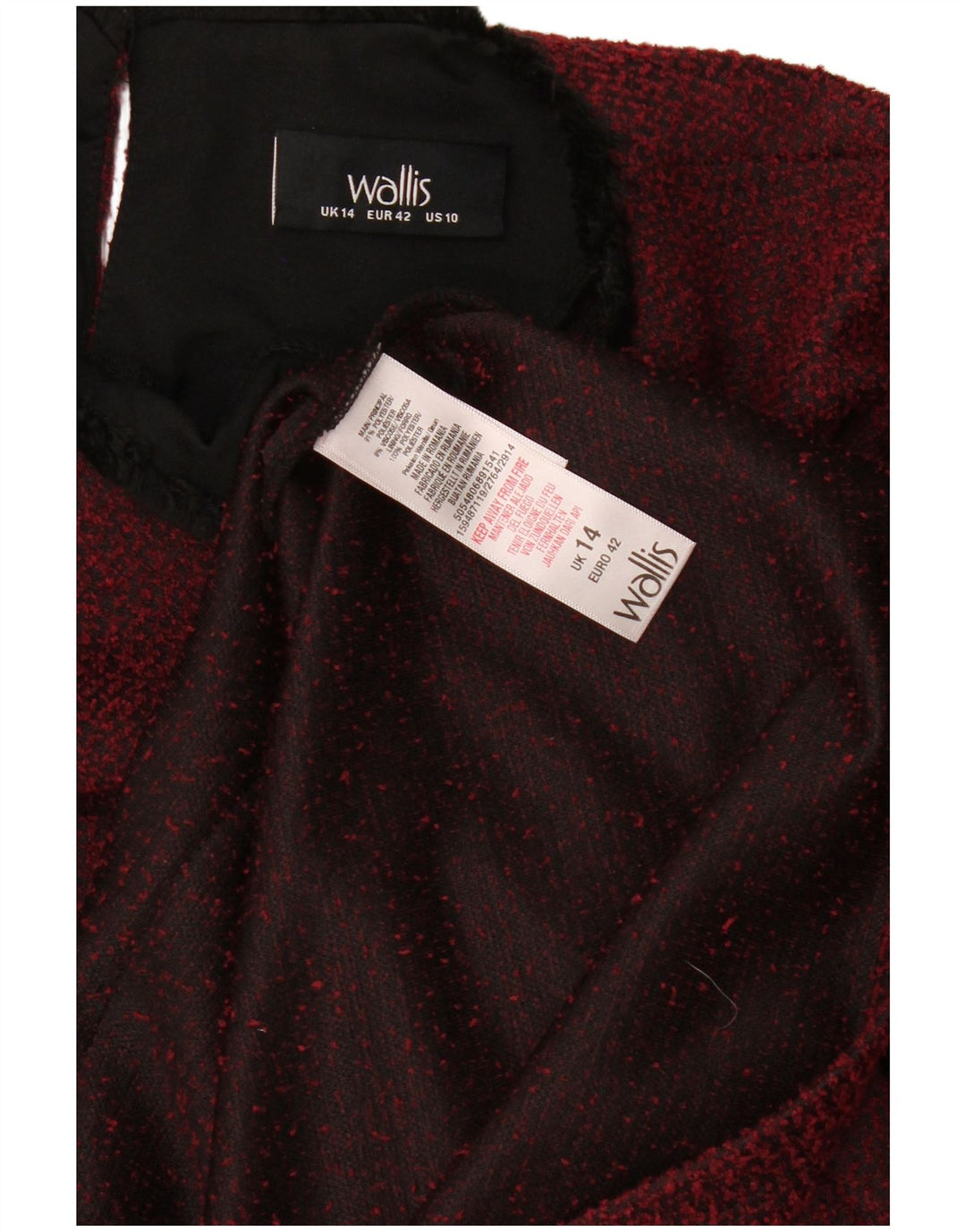 Wallis Vestido recto para mujer UK 44 Grande Poliéster burdeos