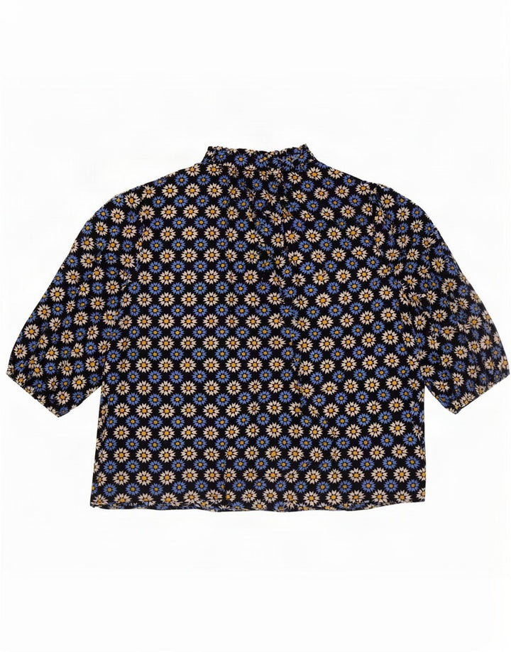 Marks & Spencer Blusa con lazo frontal para mujer UK 46 Grande Azul marino Floral