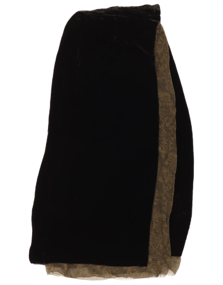 Aspesi Falda maxi cruzada para mujer IT 42 Mediana W26 Viscosa de cachemira negra