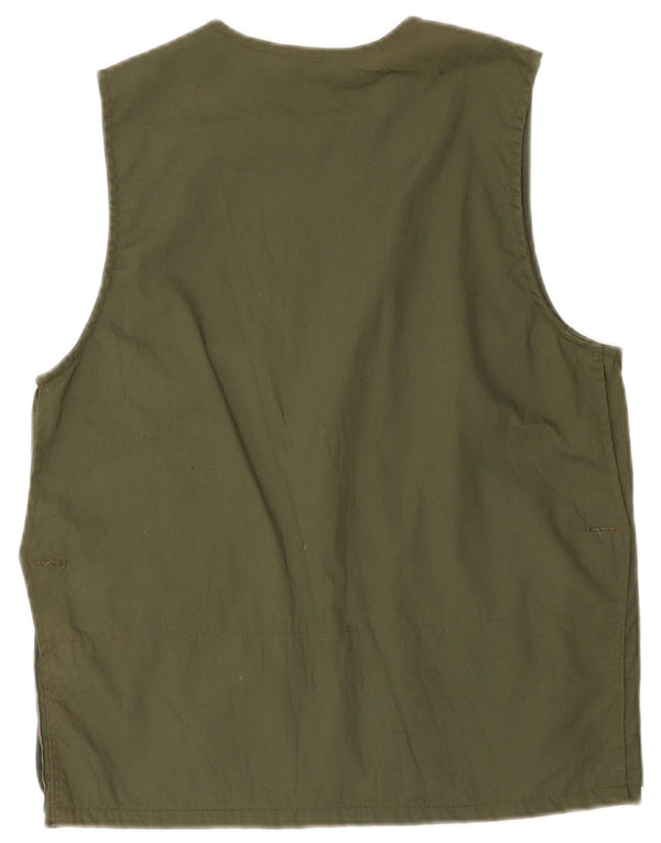 Vintage hombres utilitario gilet IT 46 pequeño algodón caqui
