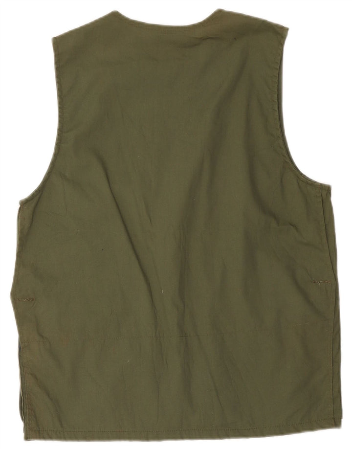 Vintage hombres utilitario gilet IT 46 pequeño algodón caqui