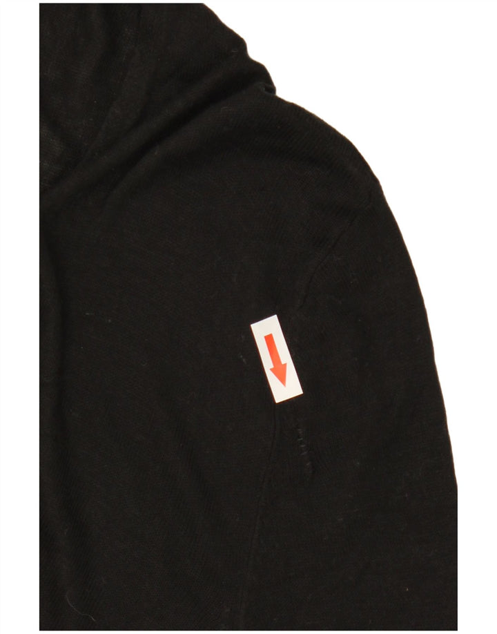 Zara Mujer Top Manga Larga UK 46 Large Viscosa Negra