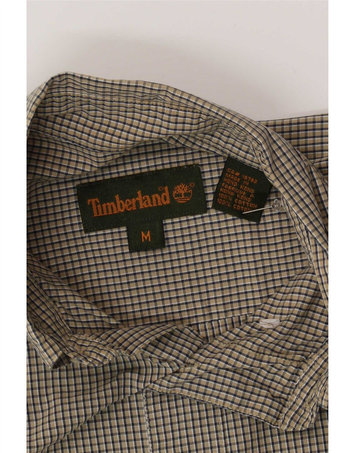 Camisa Timberland Hombre Manga Corta Algodón Cuadros Beige Medio