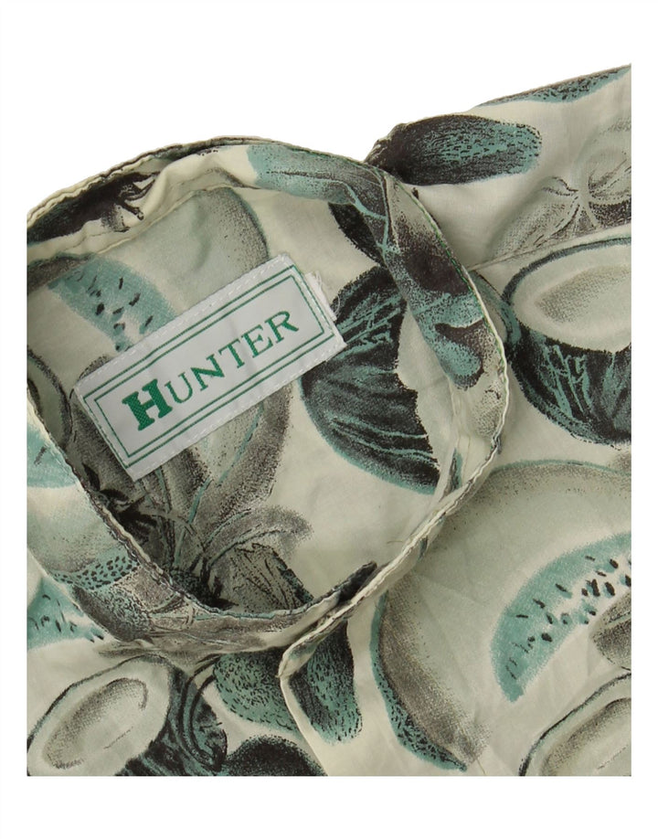 HUNTER Mens Graphic Short Sleeve Shirt Medium Green Polyester Vintage Hunter and Second-Hand Hunter from Messina Hembry 