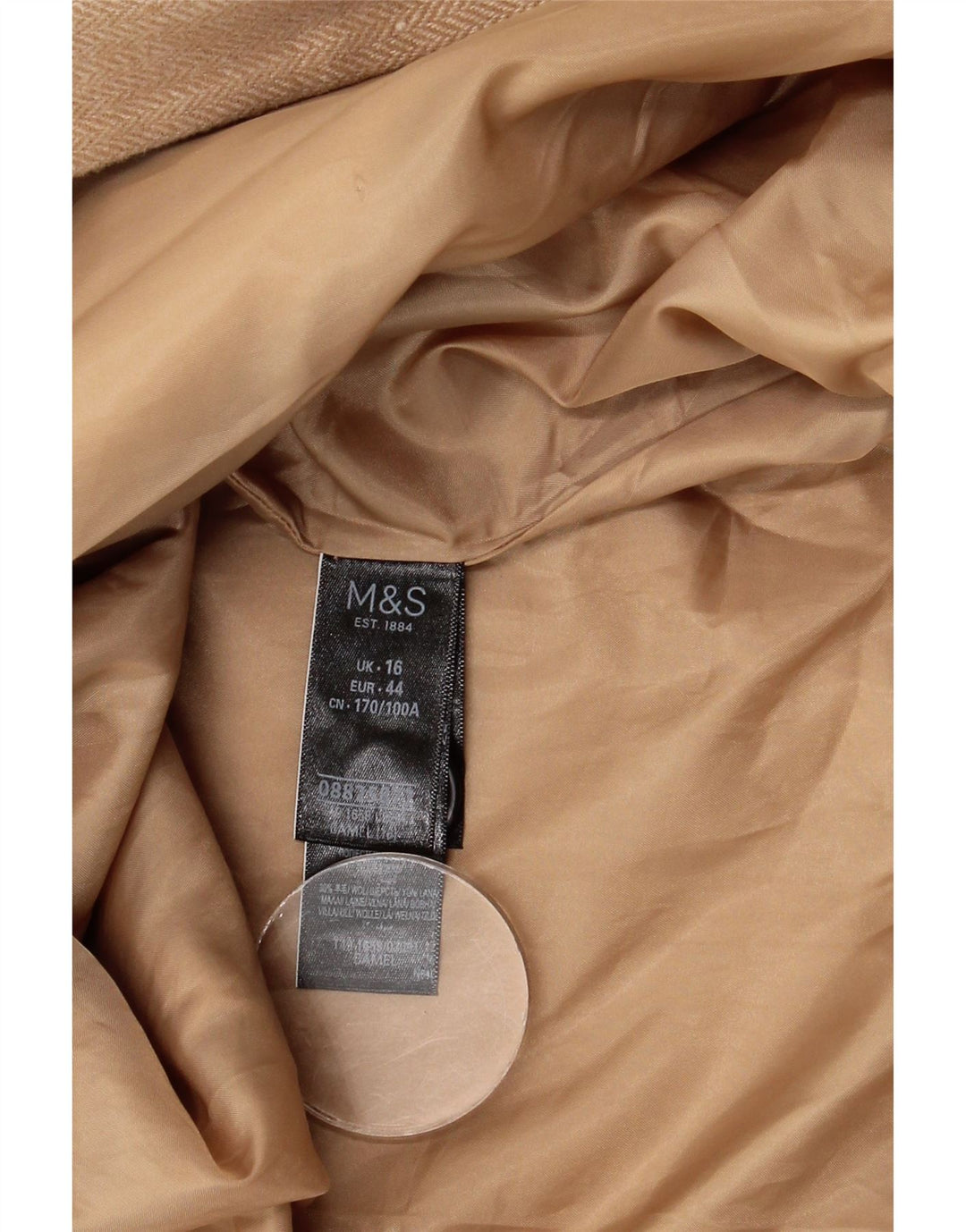 Marks & Spencer Abrigo para mujer UK 46 Lana en espiga beige grande