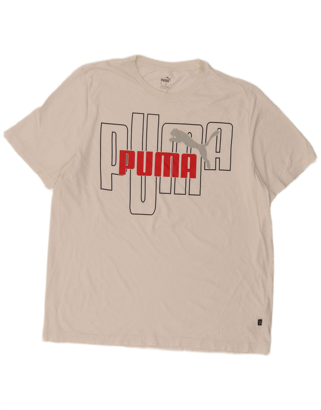 Puma Camiseta gráfica para hombre Top XL Algodón blanco