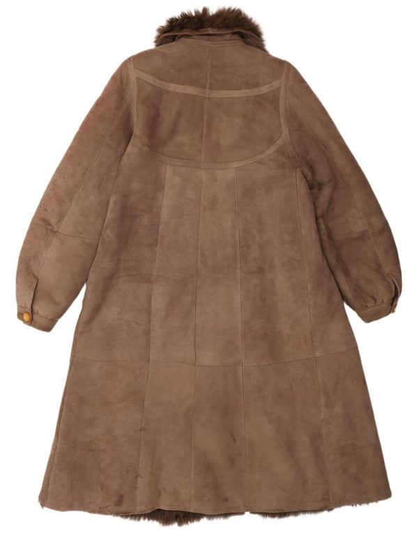 Vintage mujer shearling abrigo Reino Unido 14 marrón medio