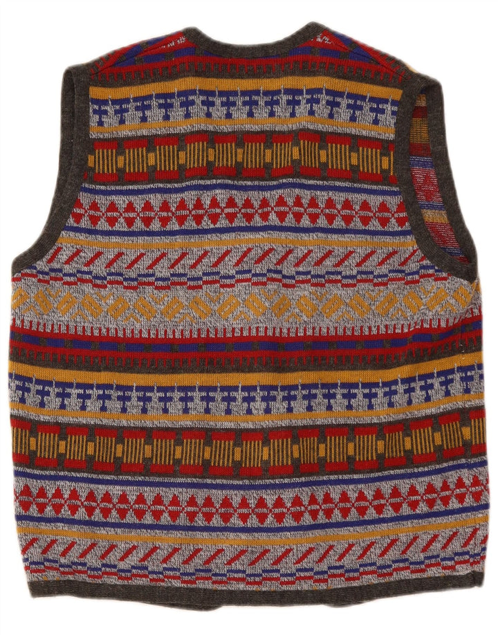 VINTAGE Chaleco de Mujer Reino Unido 16 Grande Multicolor Fair Isle
