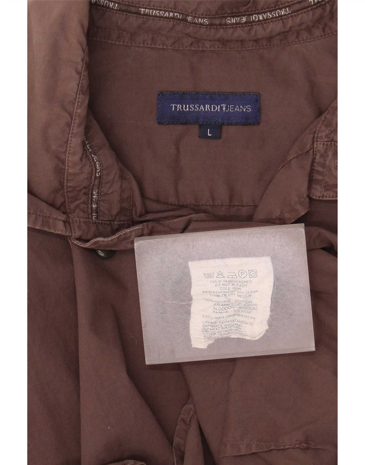 Camisa Hombre Trussardi Jeans Large Marrón Algodón
