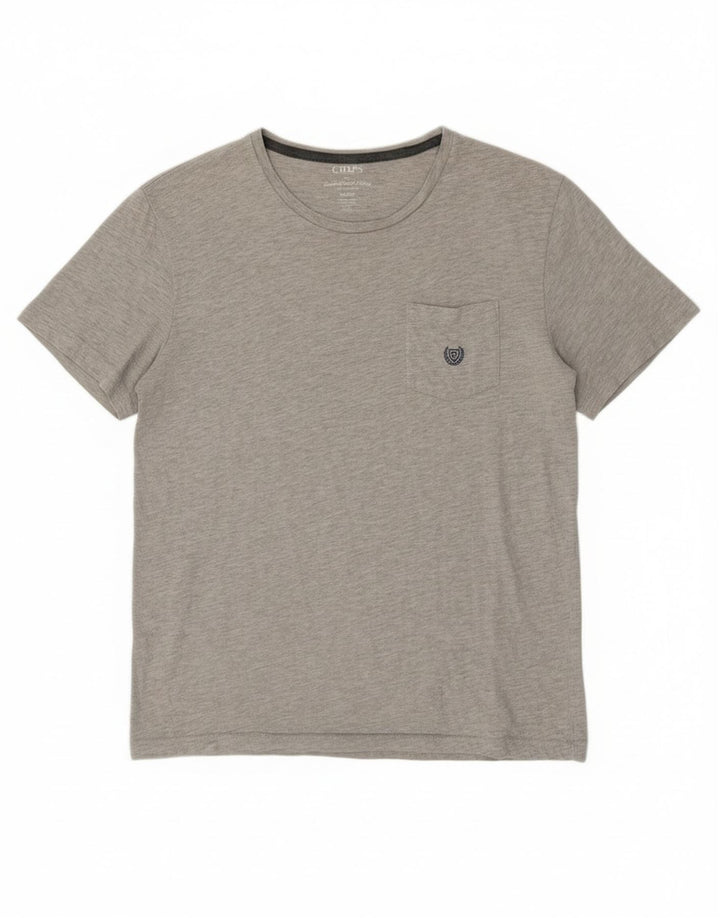 Camiseta Chaps Mujer Top Algodón Gris Medio