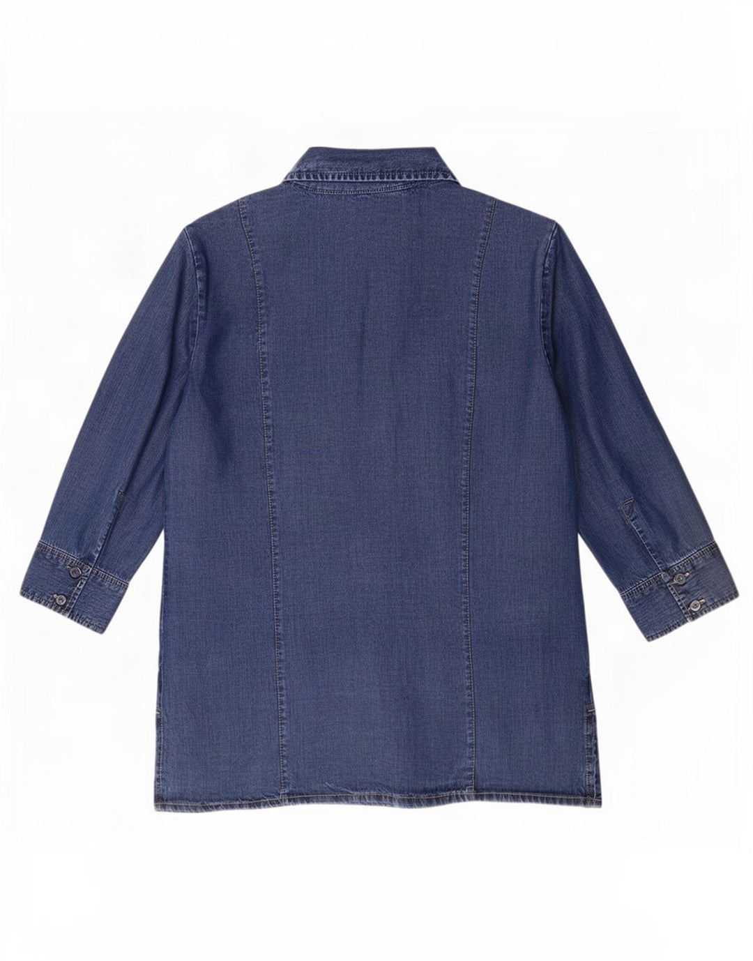 Marks & Spencer Camisa vaquera de manga 3/4 para mujer UK 42 Lyocell azul medio