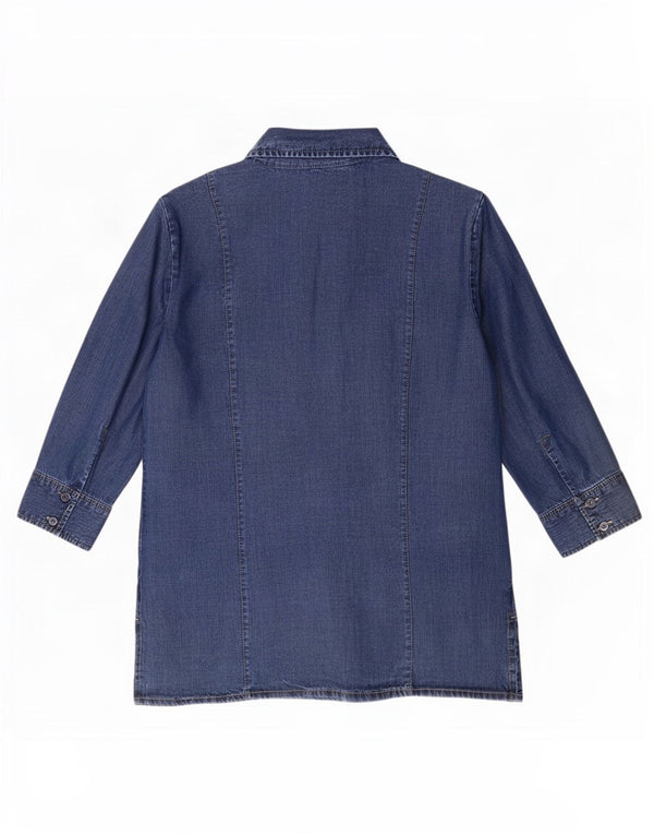 Marks & Spencer Camisa vaquera de manga 3/4 para mujer UK 42 Lyocell azul medio