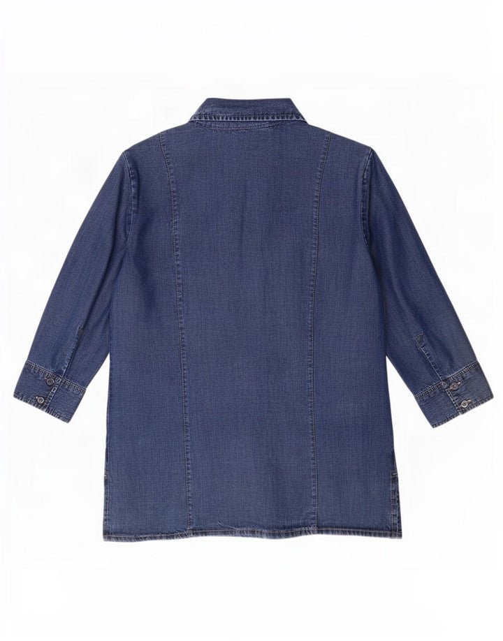 Marks & Spencer Camisa vaquera de manga 3/4 para mujer UK 42 Lyocell azul medio