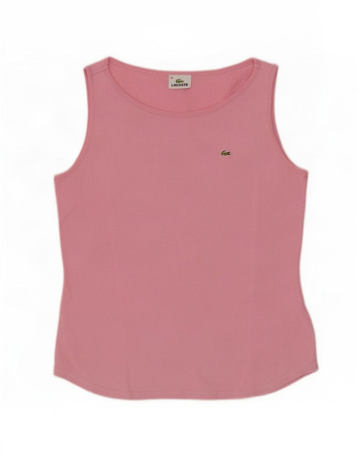 Lacoste Mujer Chaleco Top Talla 44 Grande Rosa Algodón
