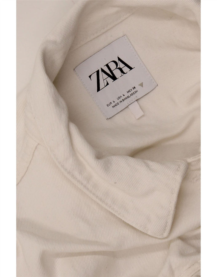 Zara Mujer Denim Mono UK 44 Grande Algodón Blanco