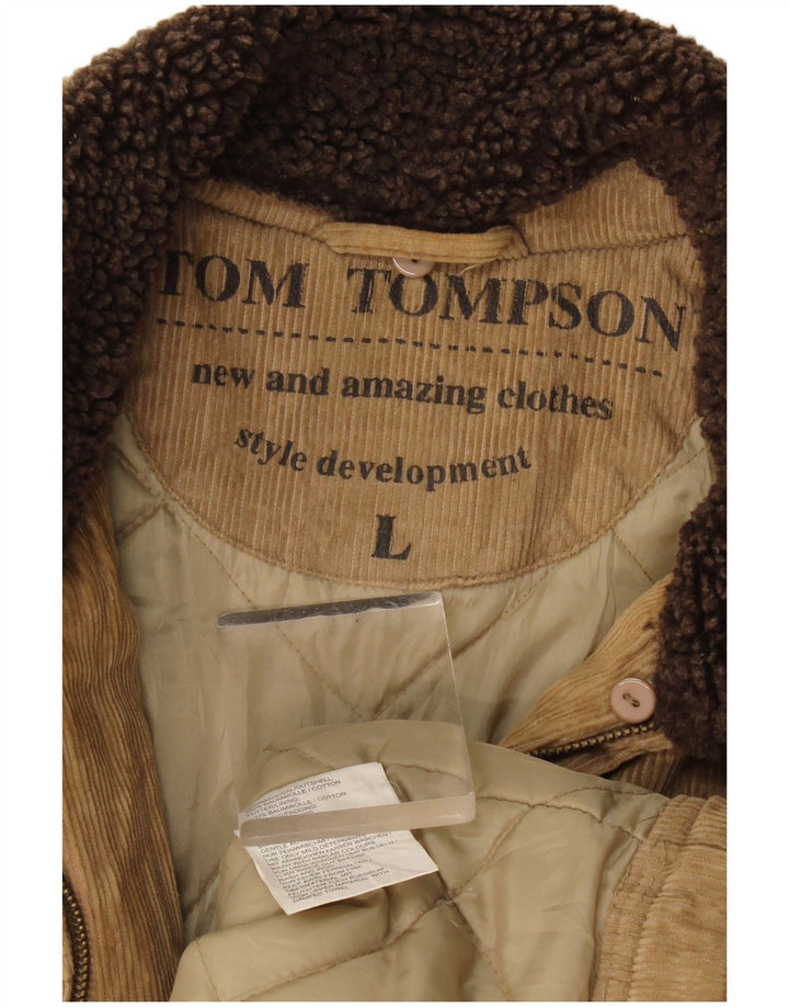 Tom Tompson Chaqueta de pana para hombre Reino Unido 40 Grande Algodón beige