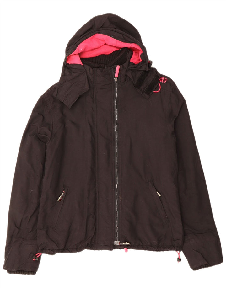 SUPERDRY Chaqueta cortavientos con capucha para mujer UK 40 XL Nylon negro