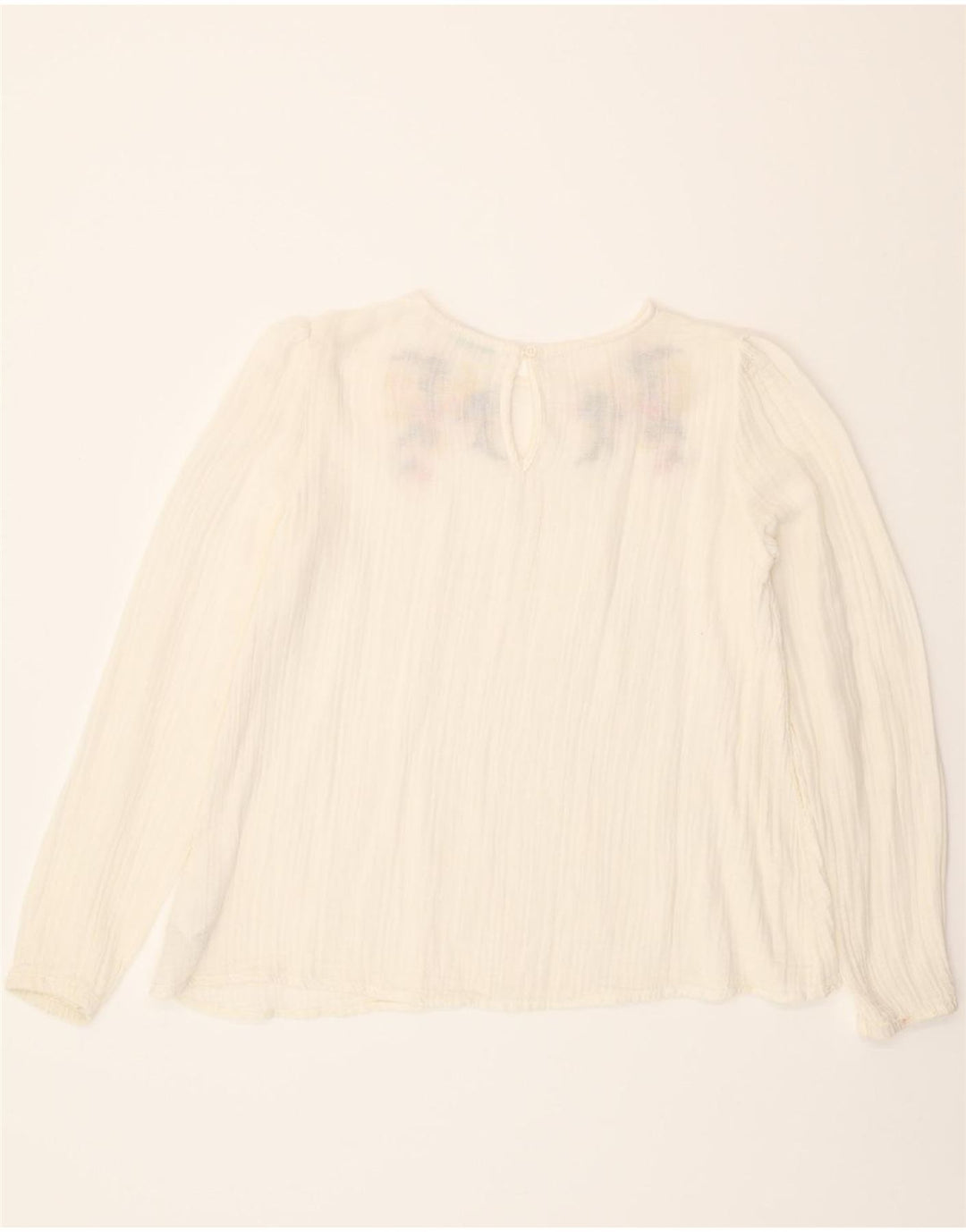 BENETTON Girls Long Sleeve Blouse Top 13-14 Years 3XL White Floral Cotton Vintage Benetton and Second-Hand Benetton from Messina Hembry 