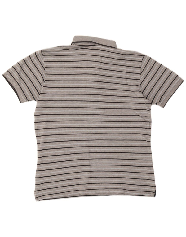 Carrera Polo para hombre grande gris a rayas