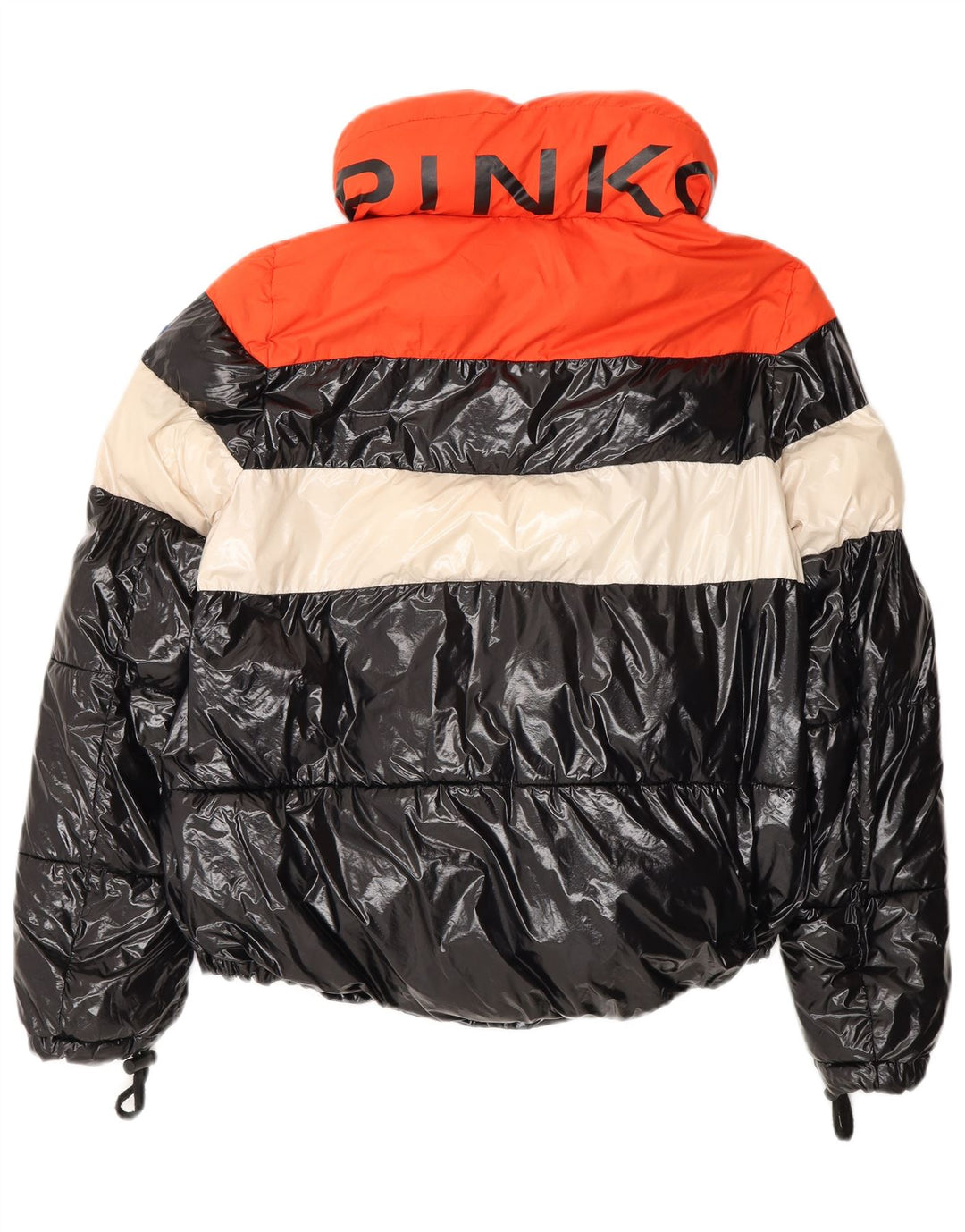 Pinko Chaqueta Acolchada Extragrande Con Gráfico Para Mujer UK 6 XS Bloque De Color Negro