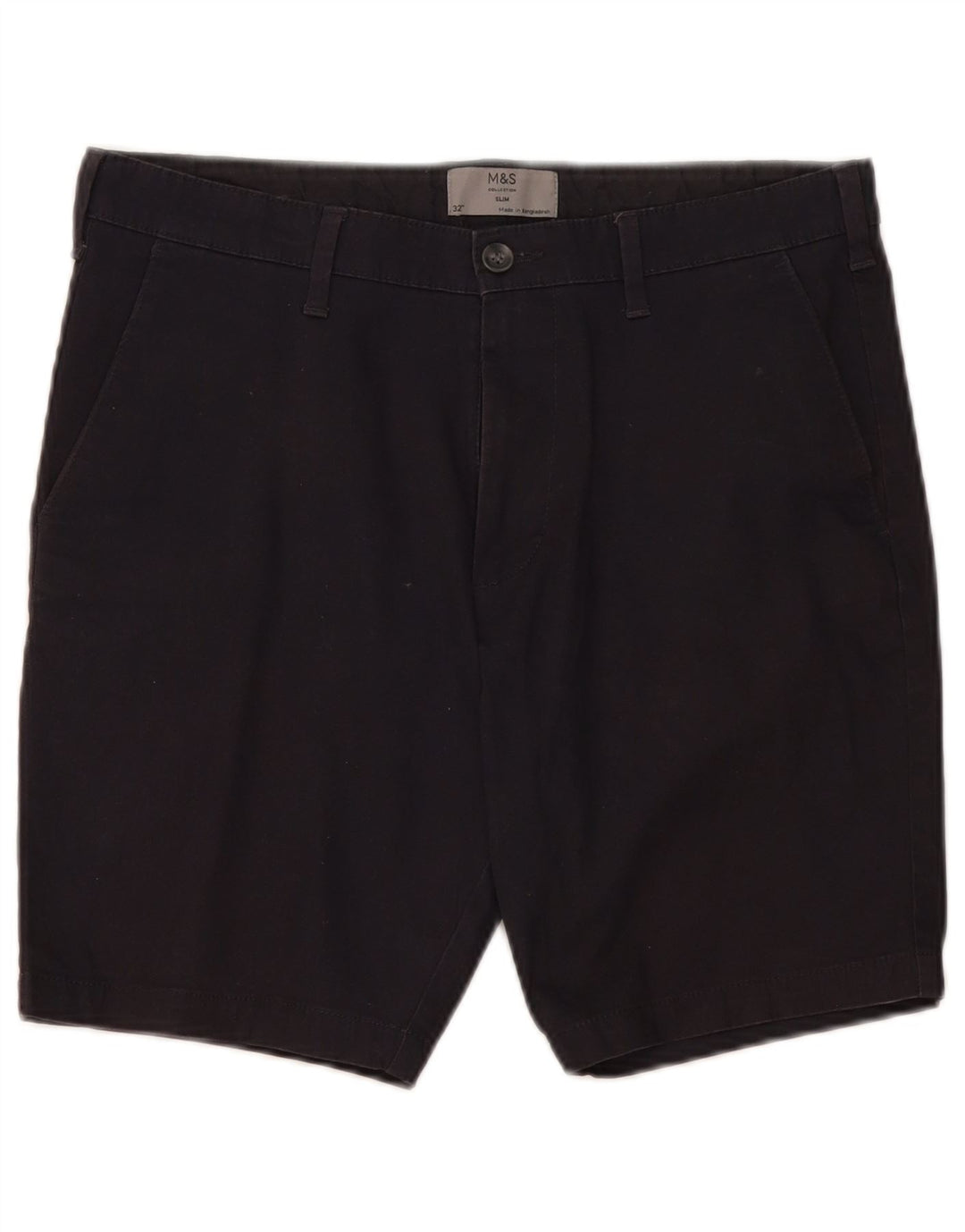 Marks & Spencer Pantalones cortos chinos para hombre W32 Algodón azul marino mediano