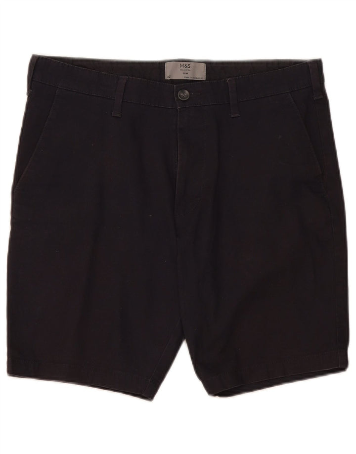 Marks & Spencer Pantalones cortos chinos para hombre W32 Algodón azul marino mediano