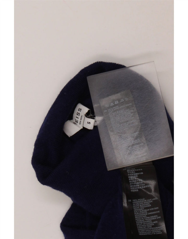 REISS Suéter tipo jersey con cuello vuelto para mujer UK 8 Small Lana azul marino