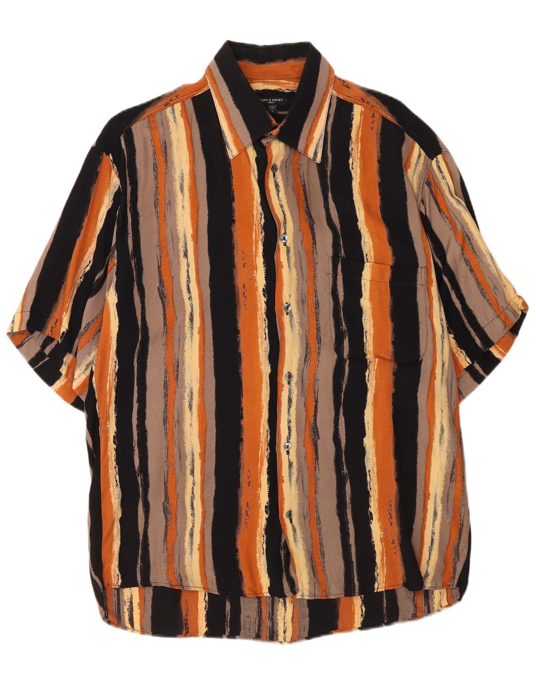 Camisa Tipo' S Hombre Manga Corta Grande Viscosa Rayas Multicolor