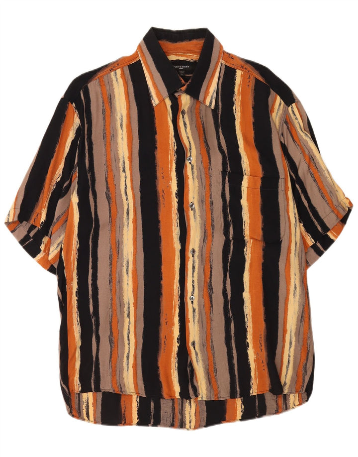 Camisa Tipo' S Hombre Manga Corta Grande Viscosa Rayas Multicolor