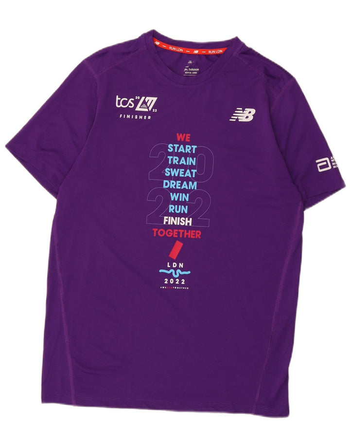NEW BALANCE Camiseta gráfica para hombre Top Medium Purple Poliéster