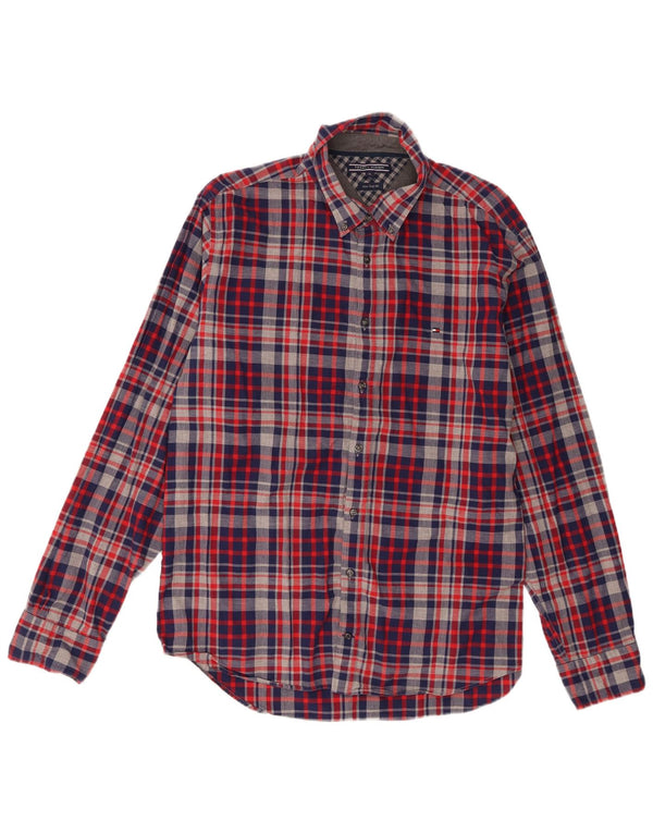 Tommy Hilfiger Camisa New York Fit XL de algodón a cuadros rojos para hombre