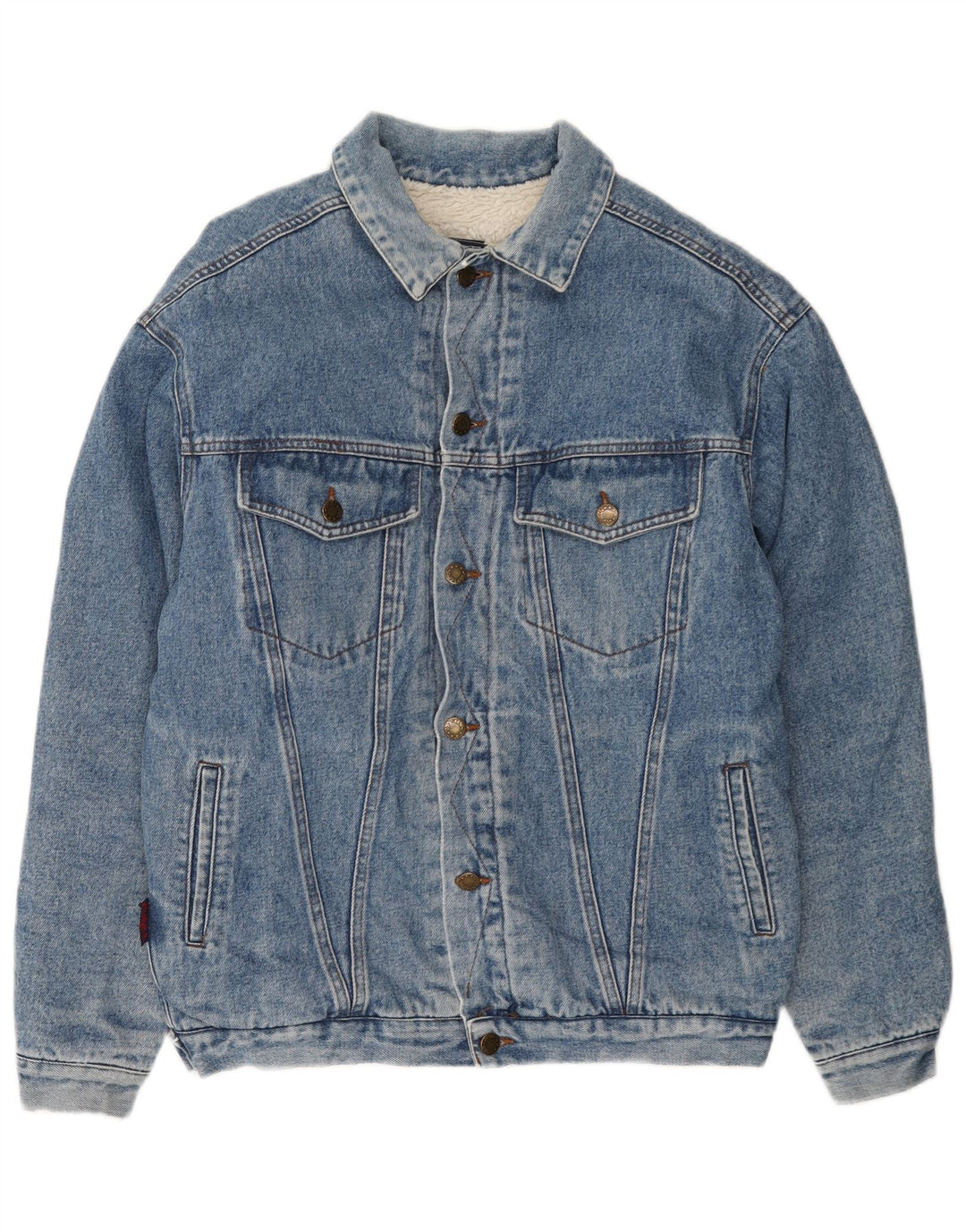 Vintage hombres denim Sherpa chaqueta Reino Unido 40 azul grande