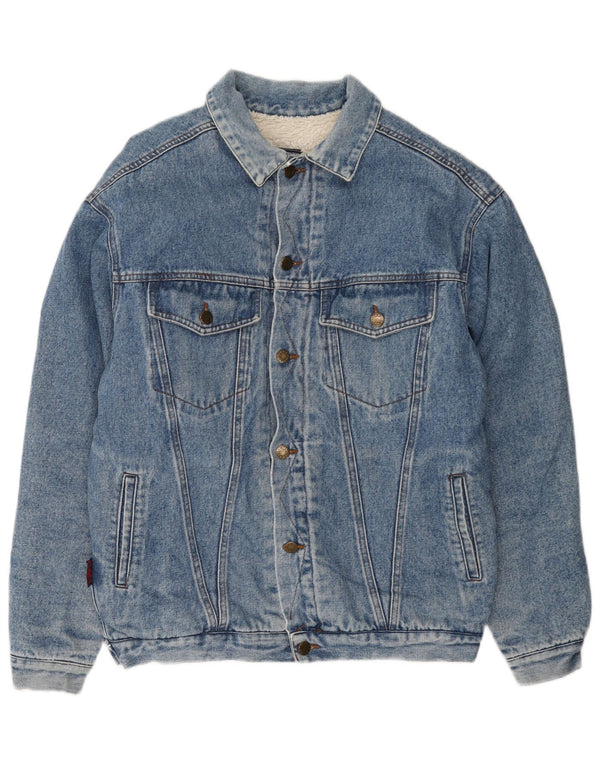 Vintage hombres denim Sherpa chaqueta Reino Unido 40 azul grande