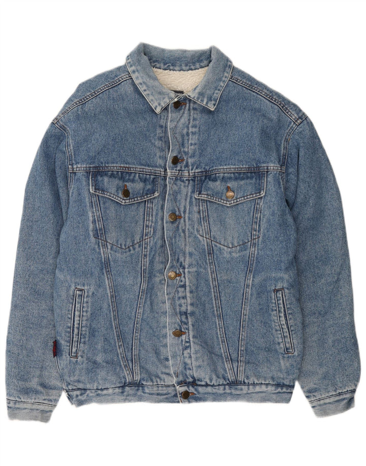 Vintage hombres denim Sherpa chaqueta Reino Unido 40 azul grande